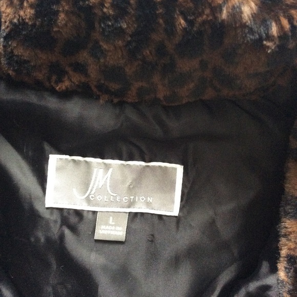 JM Collection Faux Fur Leopard Vest - Picture 4 of 5